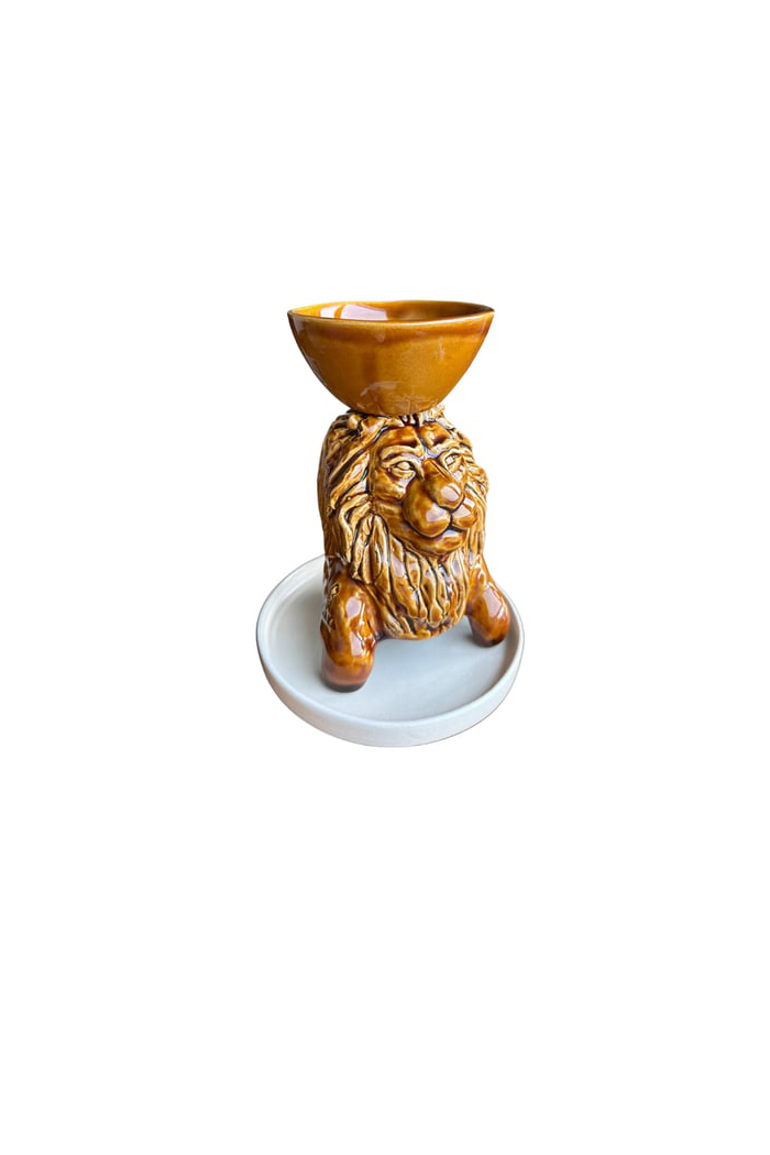 Petarya Aslan Figürlü El Yapımı Seramik Buhurdanlık