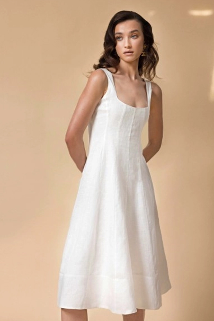 Lyra Keten Midi Elbise