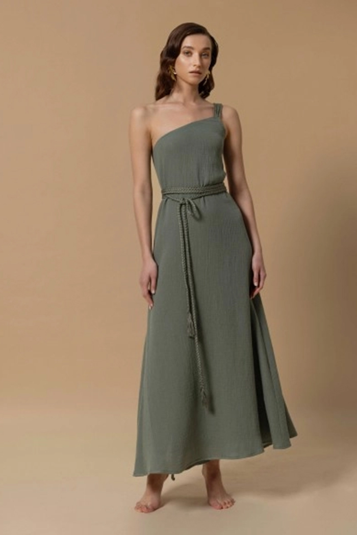 Luana Haki Yeşil Uzun Elbise