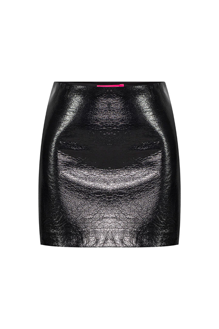 Bonnie Parlak Vegan Deri Mini Etek