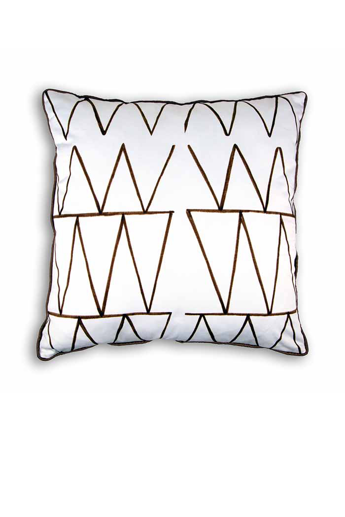 Zikzak Çizgi Desenli Kahverengi Kırlent Küçük