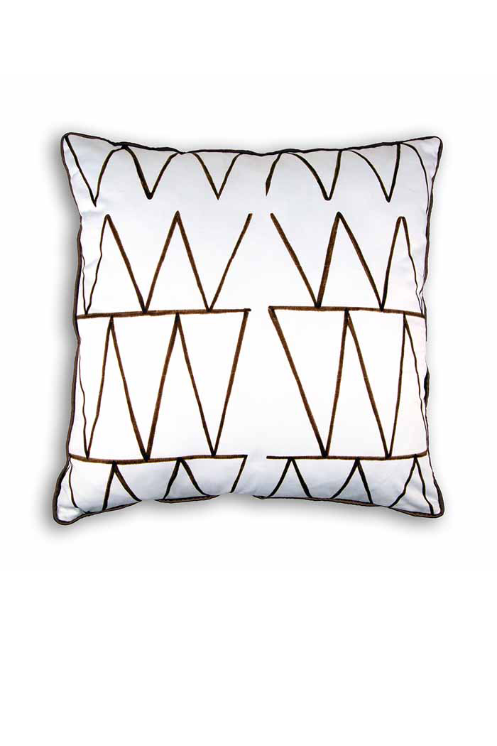 Zikzak Çizgi Desenli Kahverengi Kırlent Büyük