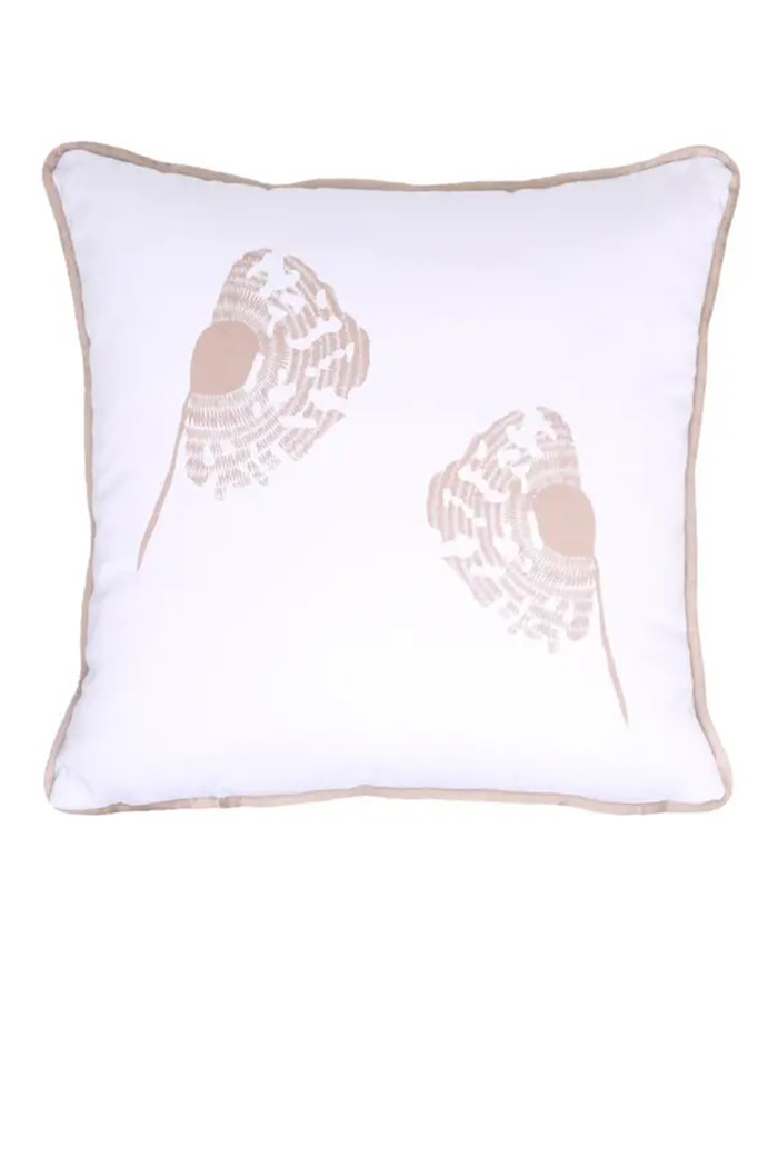 Bej Biye ve Karahindiba Desenli Kırlent