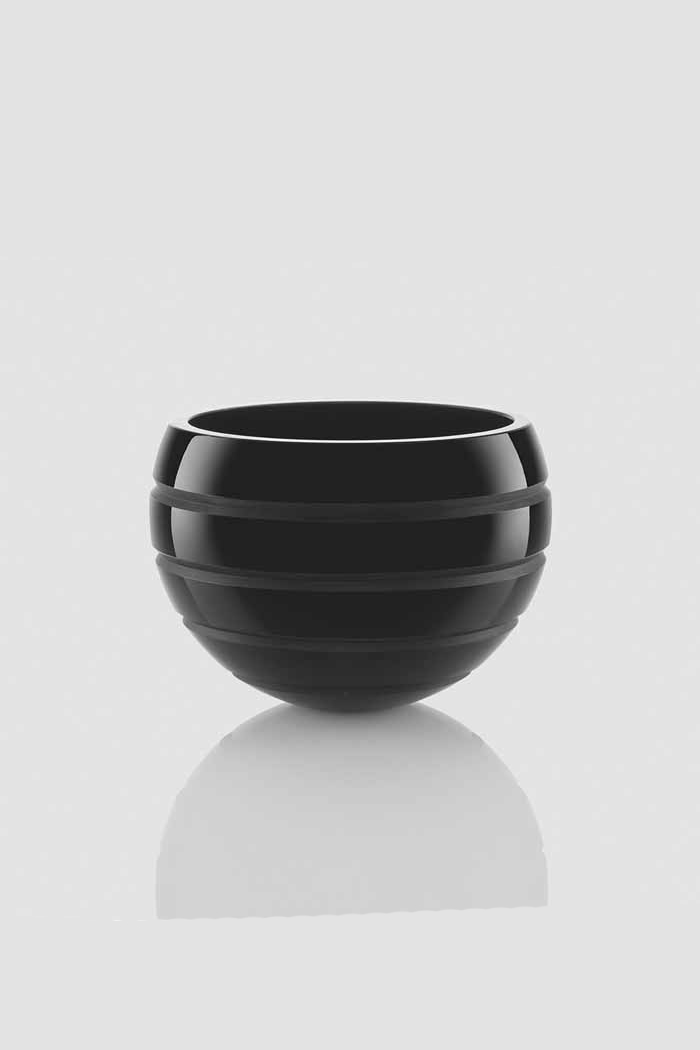 Yatay Çizgili Küçük Kase Siyah Parlak