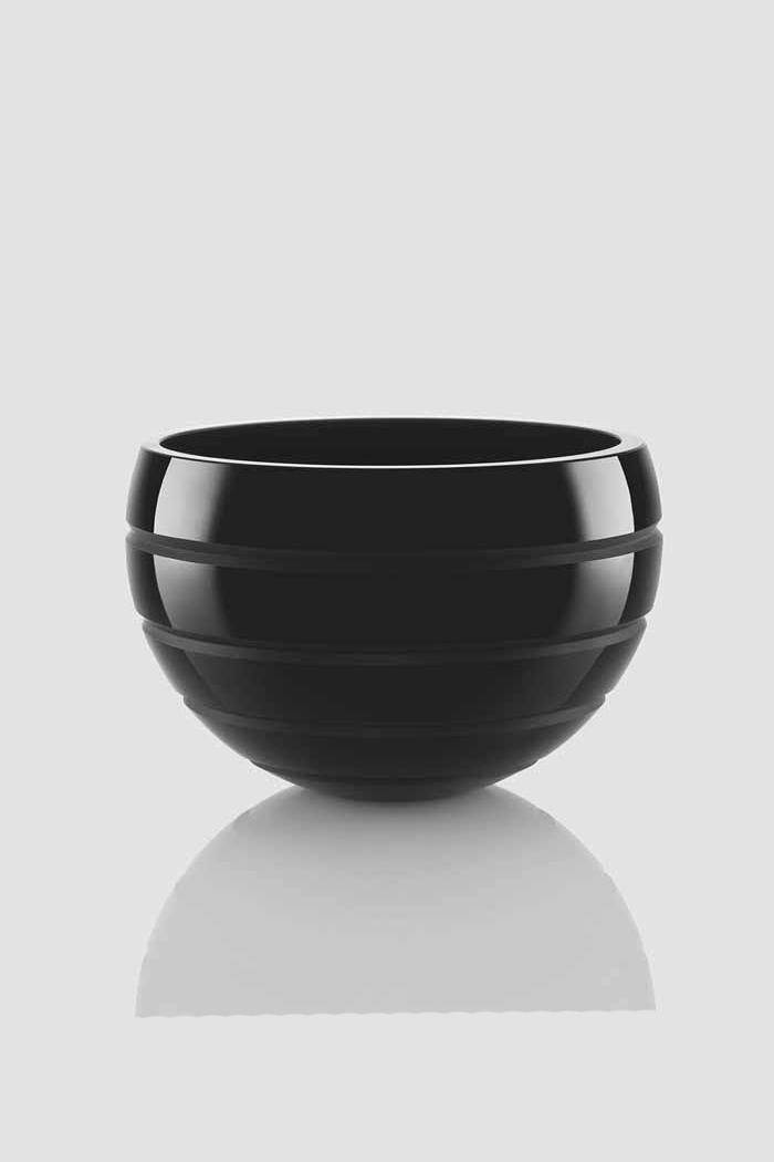 Yatay Çizgili Büyük Kase Parlak Siyah