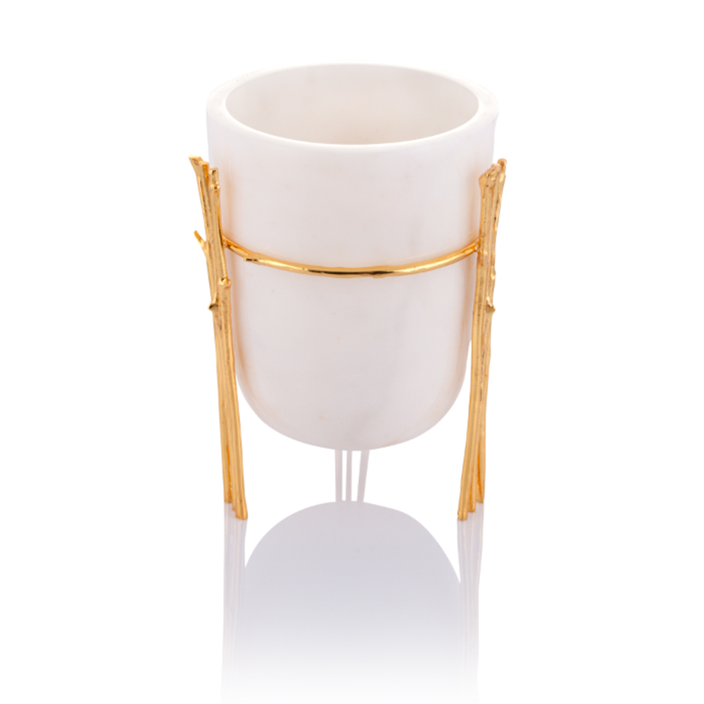 Limb Büyük Boy Mermer Vazo Altın