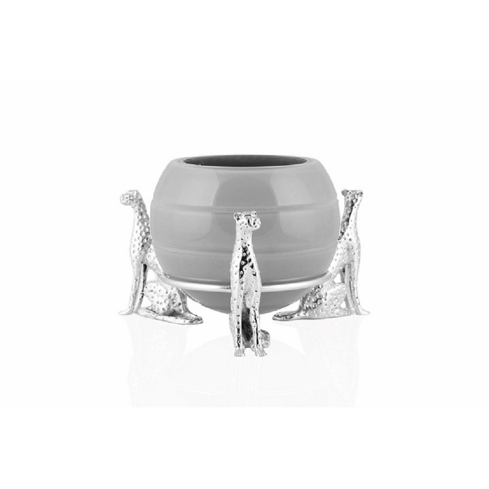 Çita Figürlü Çanak Gri