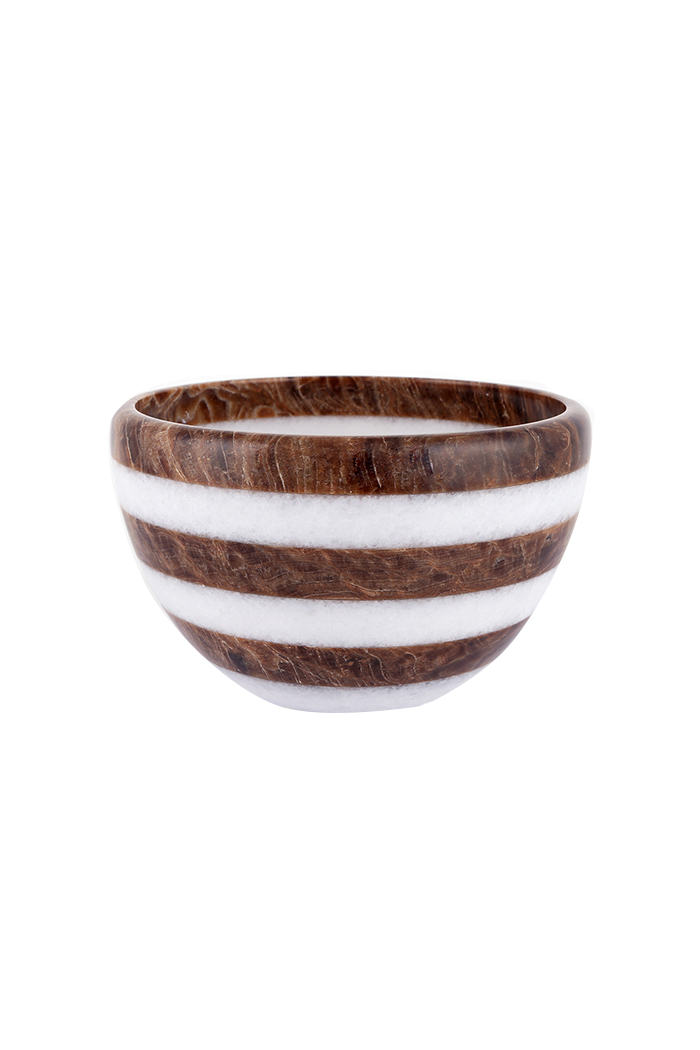 Çizgili Büyük Mermer Kase Kahverengi