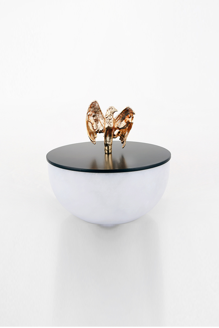 Kartal Kapaklı Mermer Kase Bronz