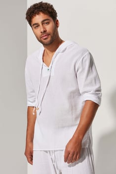 Uzun Kol Kapüşonlu Pamuk Erkek T-Shirt