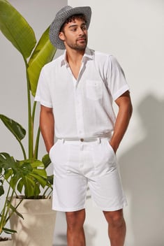 Coco Düğme Erkek Beyaz Şort
