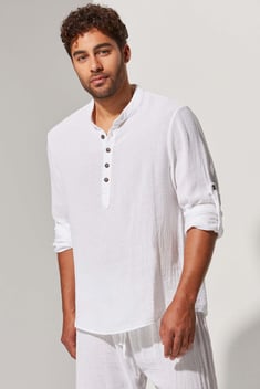 Hakim Yaka Erkek Beyaz T-Shirt