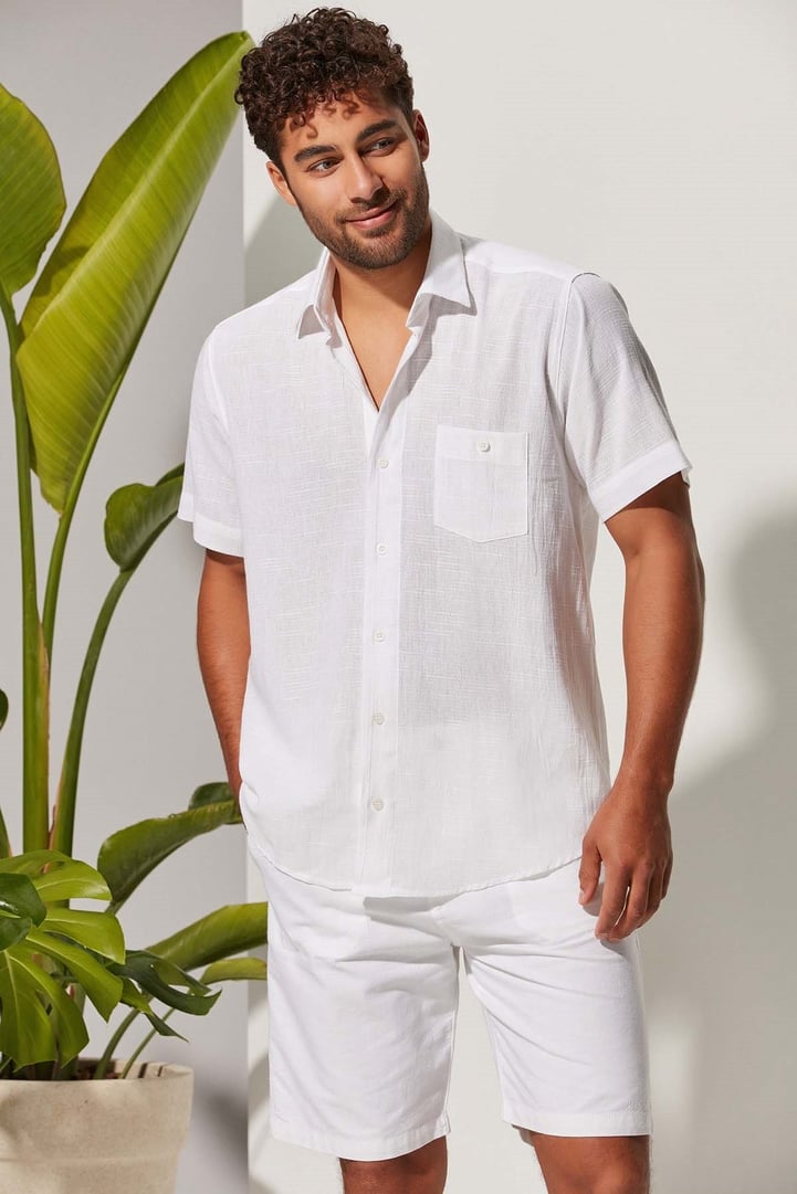 Kısa Kol Beyaz Erkek Gömlek