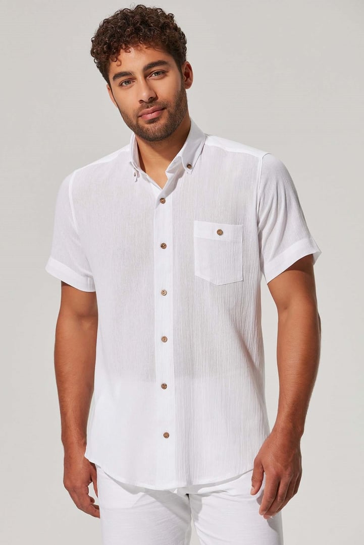 Kısa Kol Şile Bezi Beyaz Erkek Gömlek
