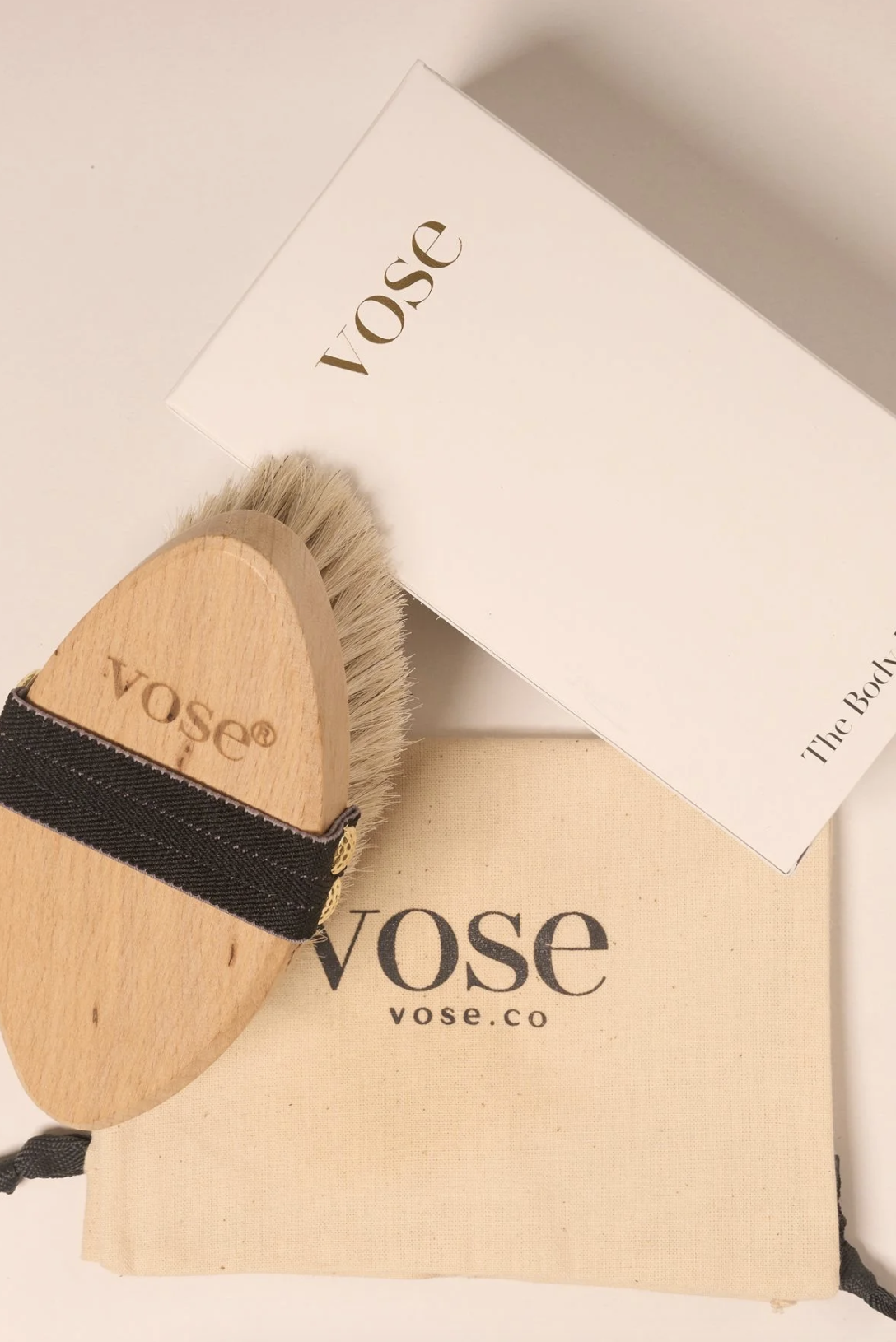 Vose %100 Doğal At Kılı Vücut Fırçası Black Rose