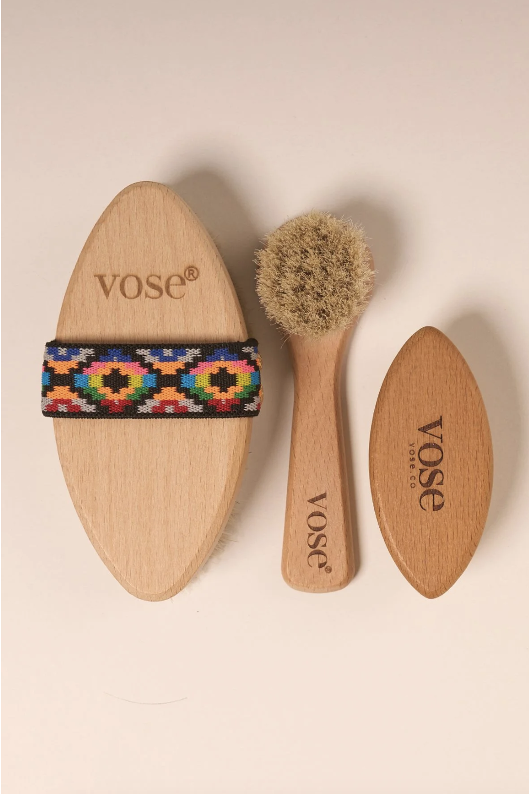 3lü Set Vose Vücut Fırçası Tulip & Yüz Fırçası & Tırnak Fırçası