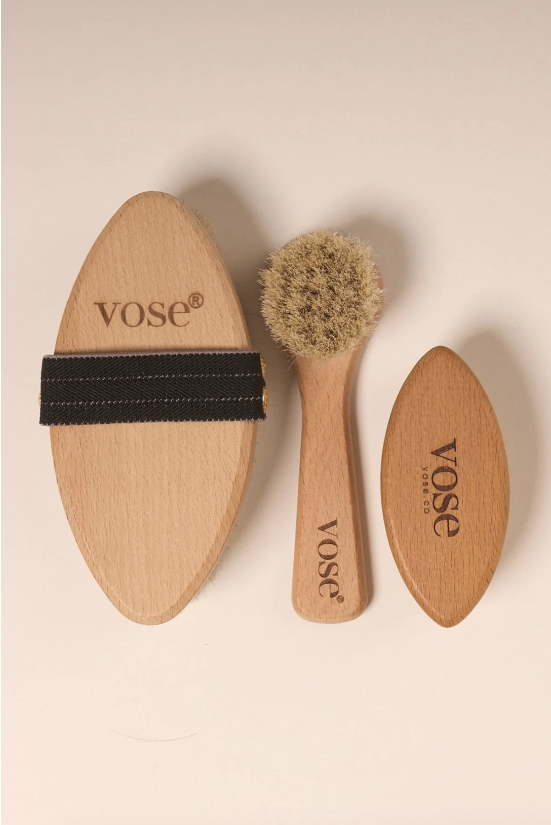 3lü Set Vose Vücut Fırçası Black Rose & Yüz Fırçası & Tırnak Fırçası