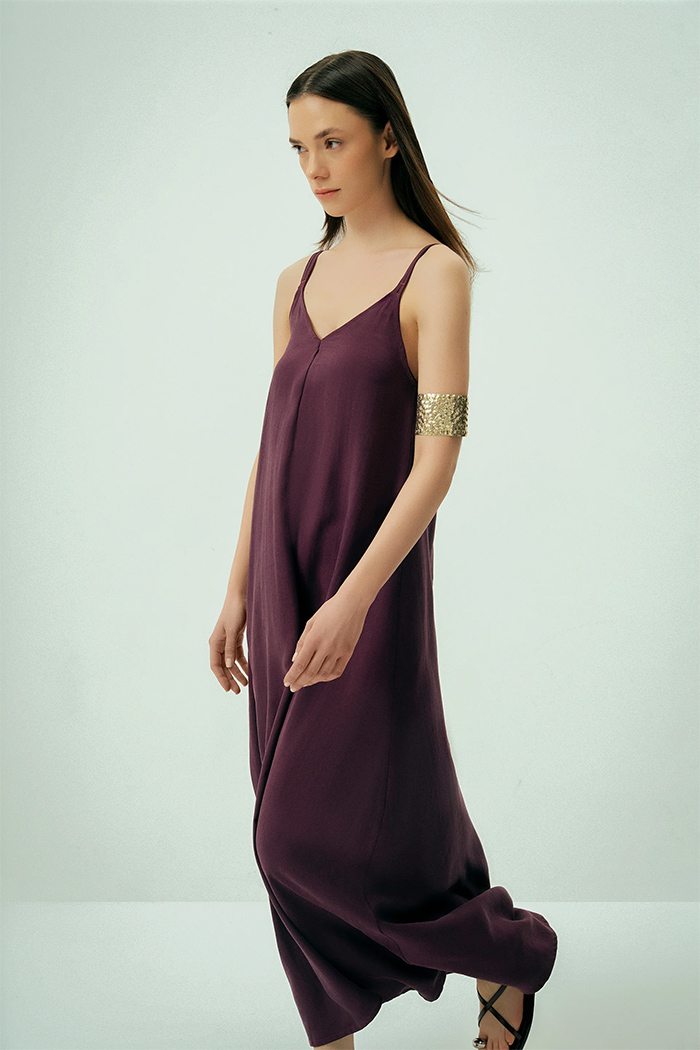 Bordo Cielo Askılı Elbise