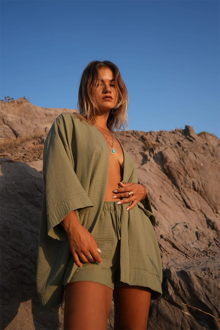 %100 Keten Oversize Kimono