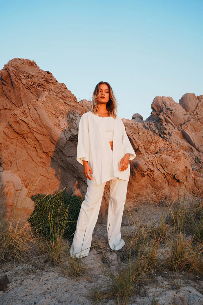 %100 Beyaz Keten Oversize Kimono 