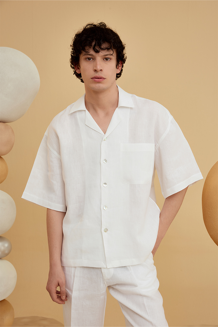 SHIRT IN PEARL LINEN