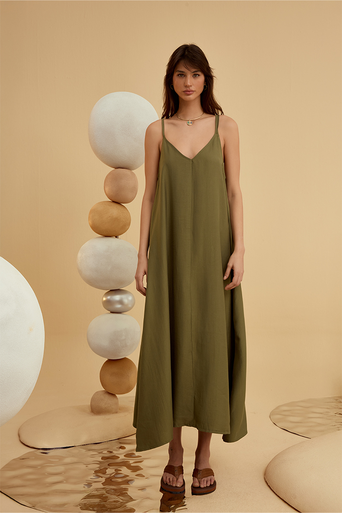 Haki Cielo Askılı Elbise