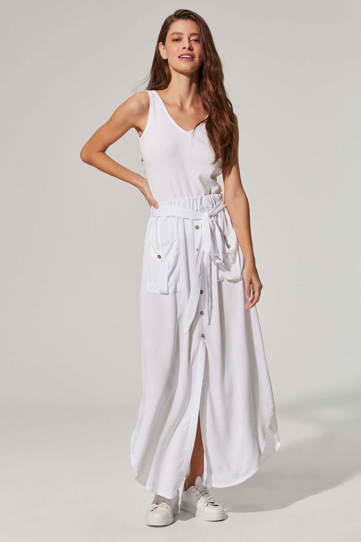 Pareo Beyaz Kadın Etek