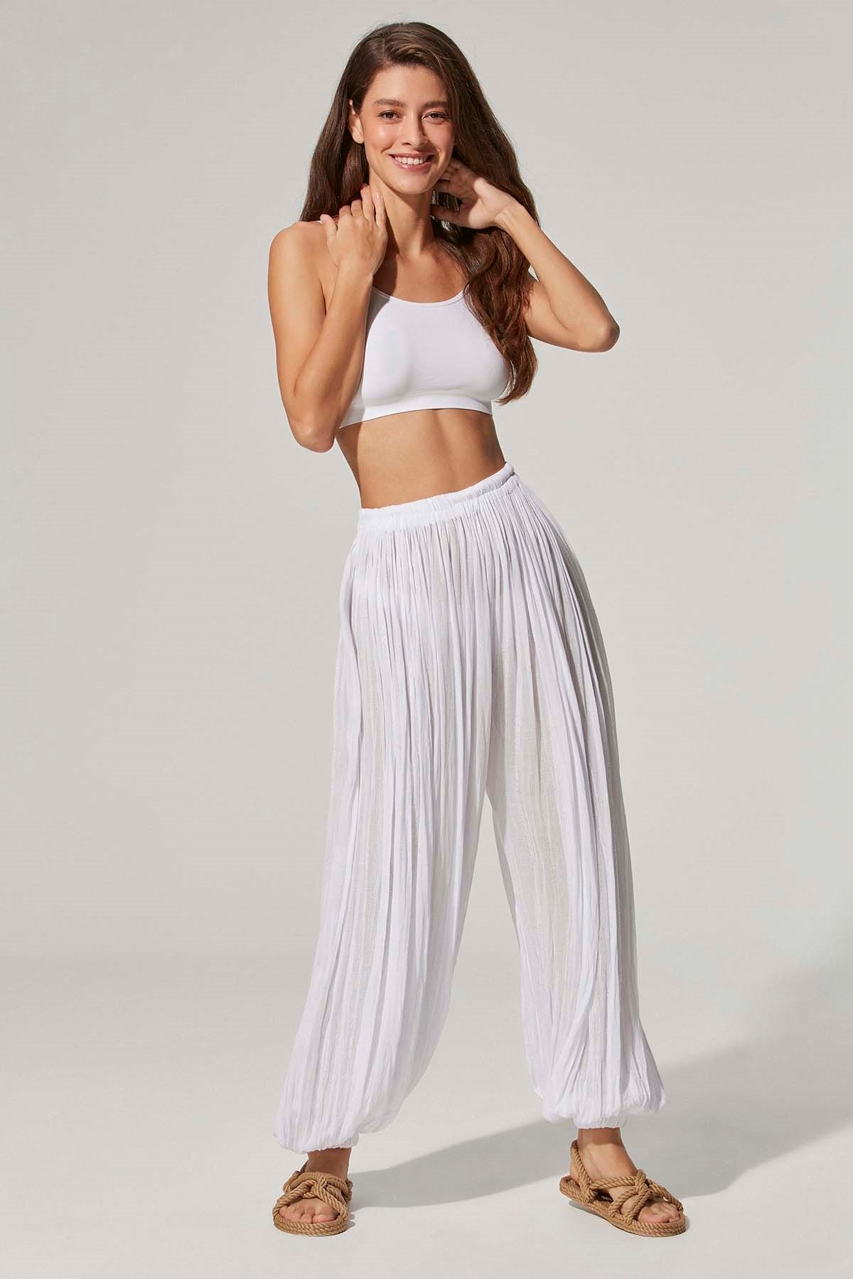 Bürümcük Beyaz Kadın Şalvar