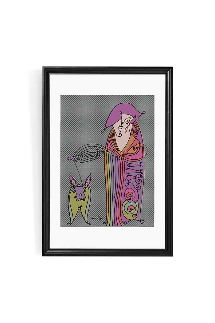 Köpekli Kadın 98x68 cm (Çerçeveli)