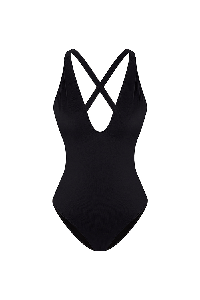 Titania Siyah V Yaka Çapraz Askılı Mayo