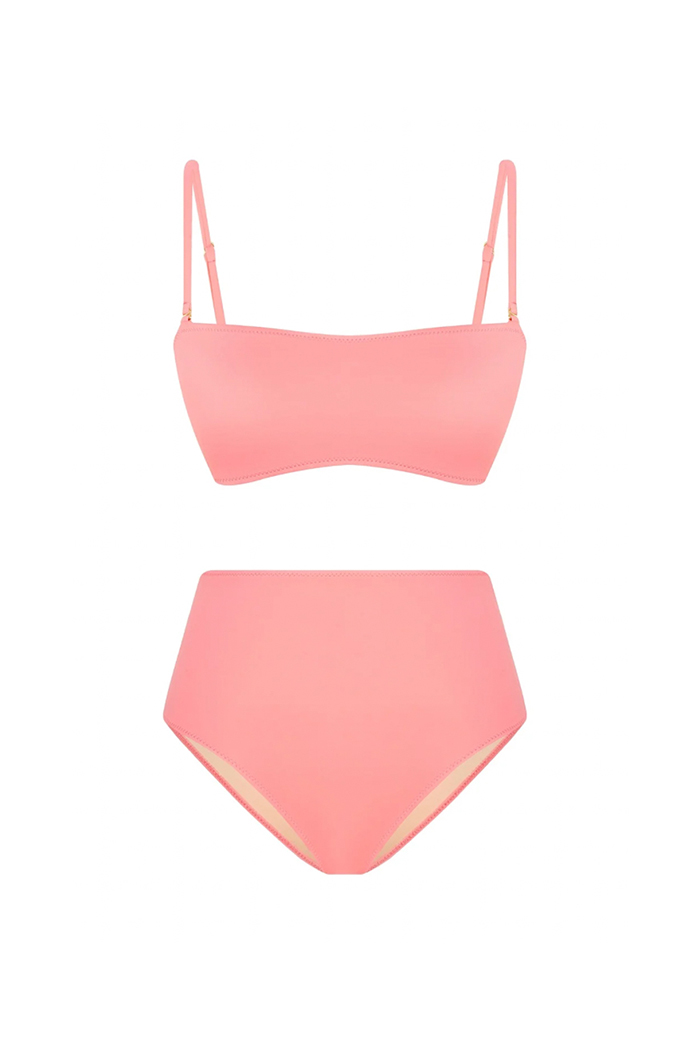 Hermia Koyu Pembe Straplez Yüksek Bel Bikini Takımı