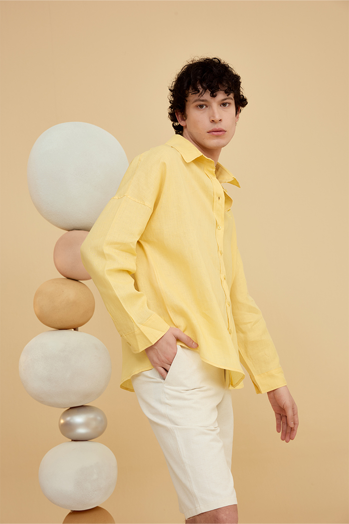 Sarı Dune Keten Gömlek