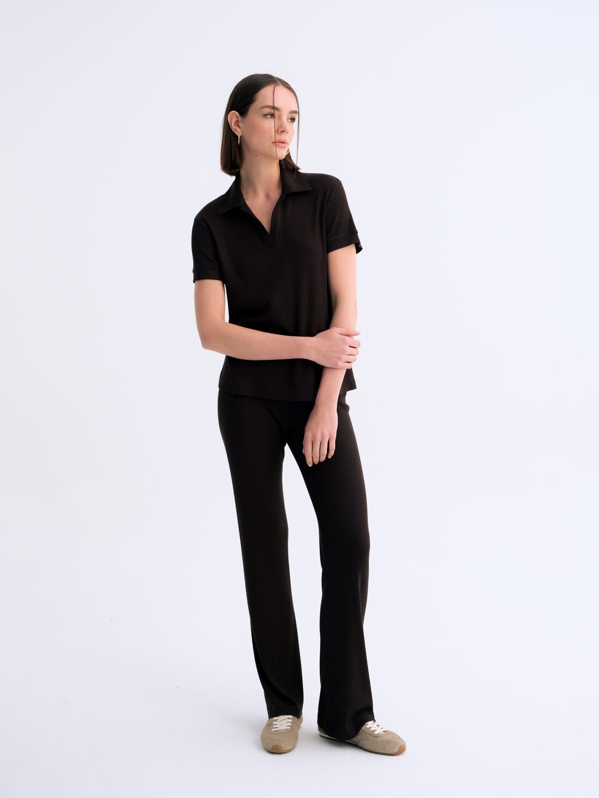 Ribbed Kahve Flow Fitilli Eşofman