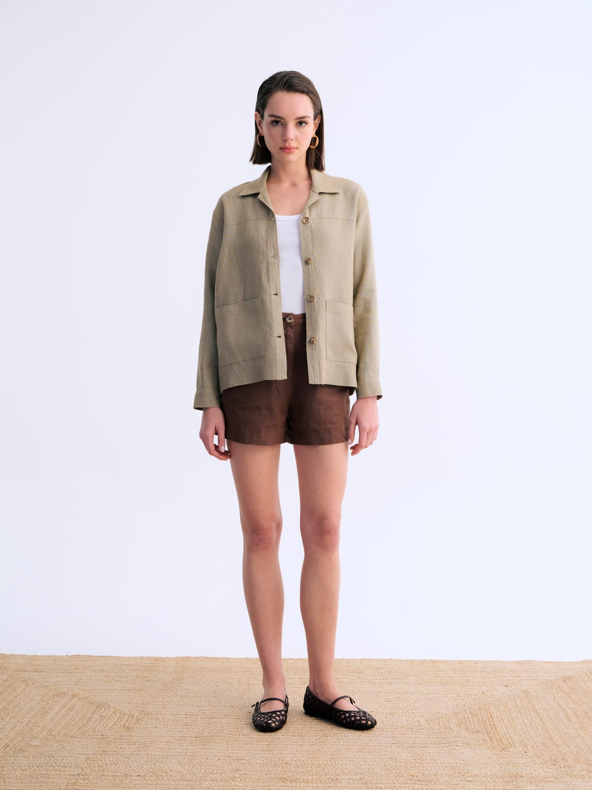 Urban Yeşil Linen Keten Ceket