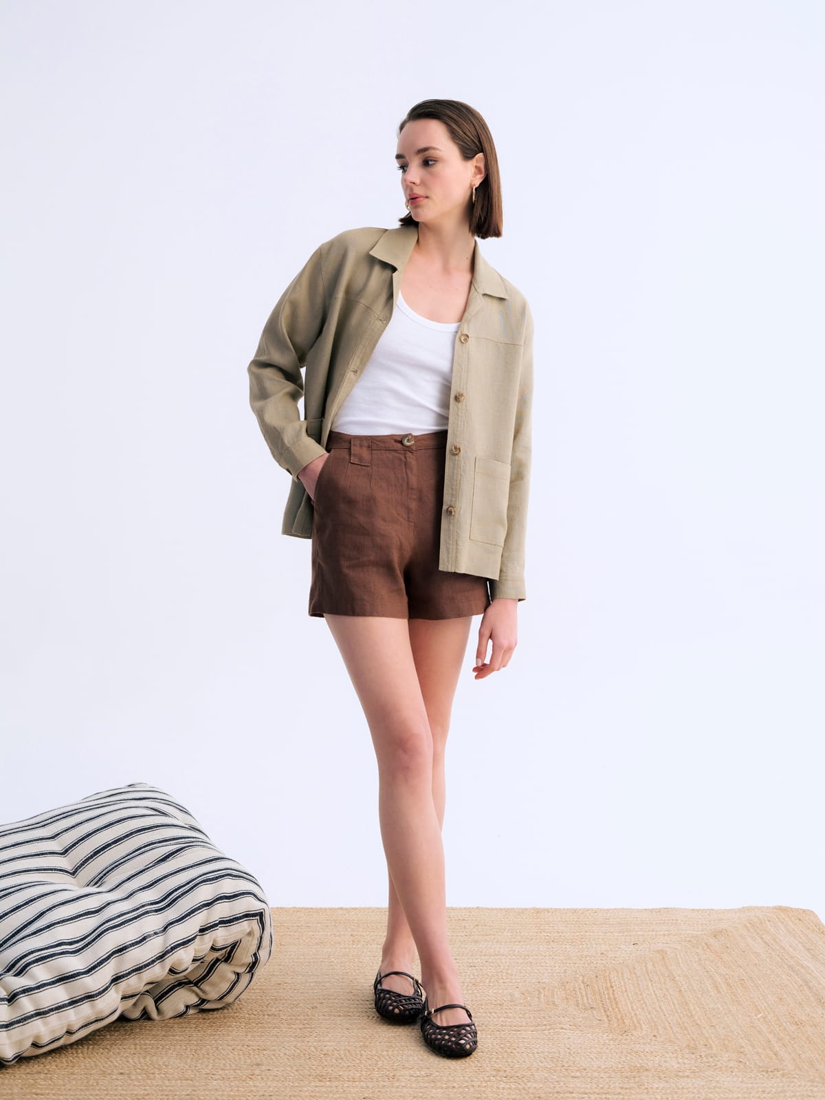 Solea Kahve Keten Şort