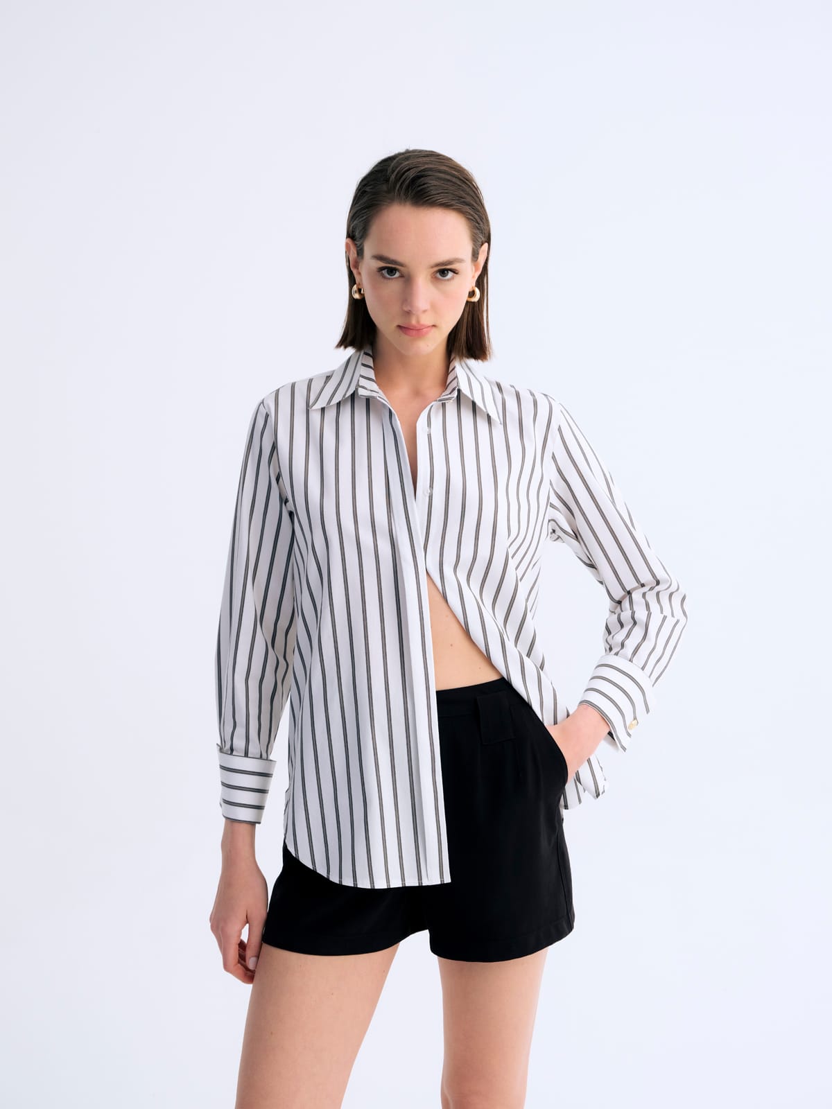 Stripe Edit Çizgili Poplin Gömlek