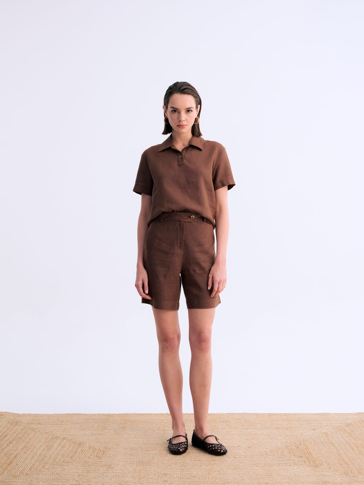 Terra Kahve Keten Şort