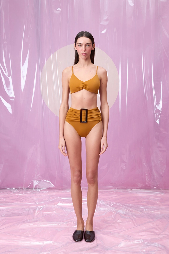 LIORAEL SAHARA SAND DIKDORTGEN AKSESUARLI YUKSEK BEL TOPARLAYICI BIKINI TAKIMI