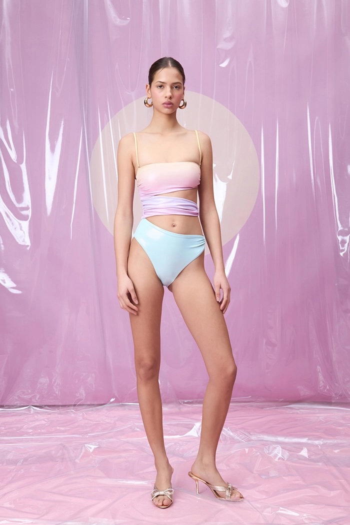 STELLARIS CANDY PINK DEGRADE HALKA AKSESUARLI PENCERELI STRAPLEZ MAYO