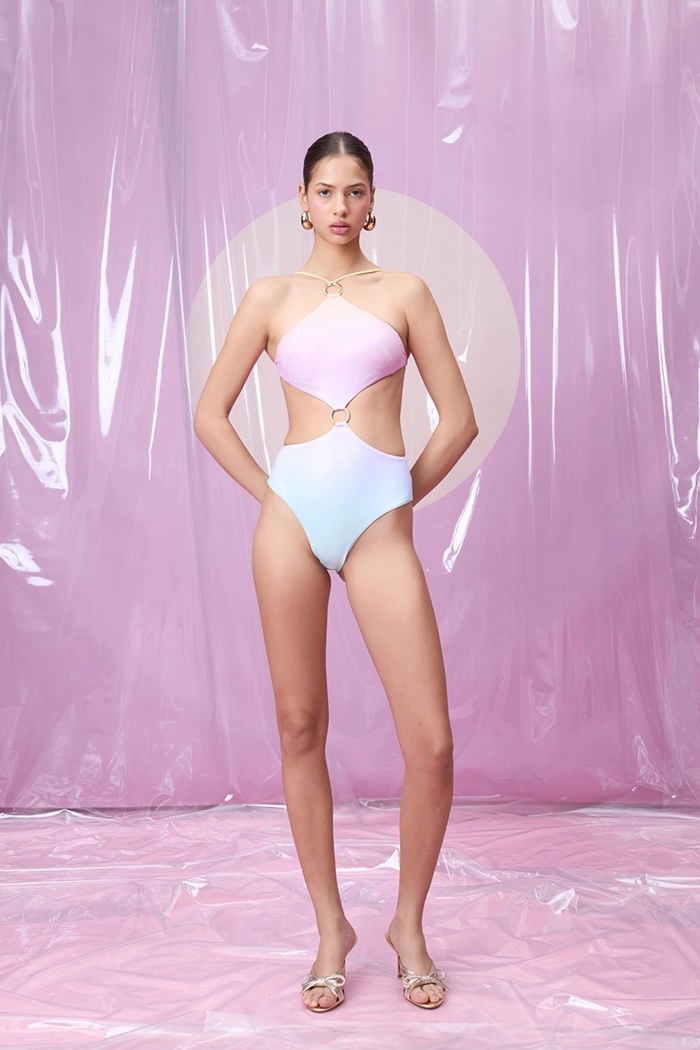 ESPERANZA CANDY PINK DEGRADE HALKA AKSESUARLI ASIMETRIK PENCERELI MAYO