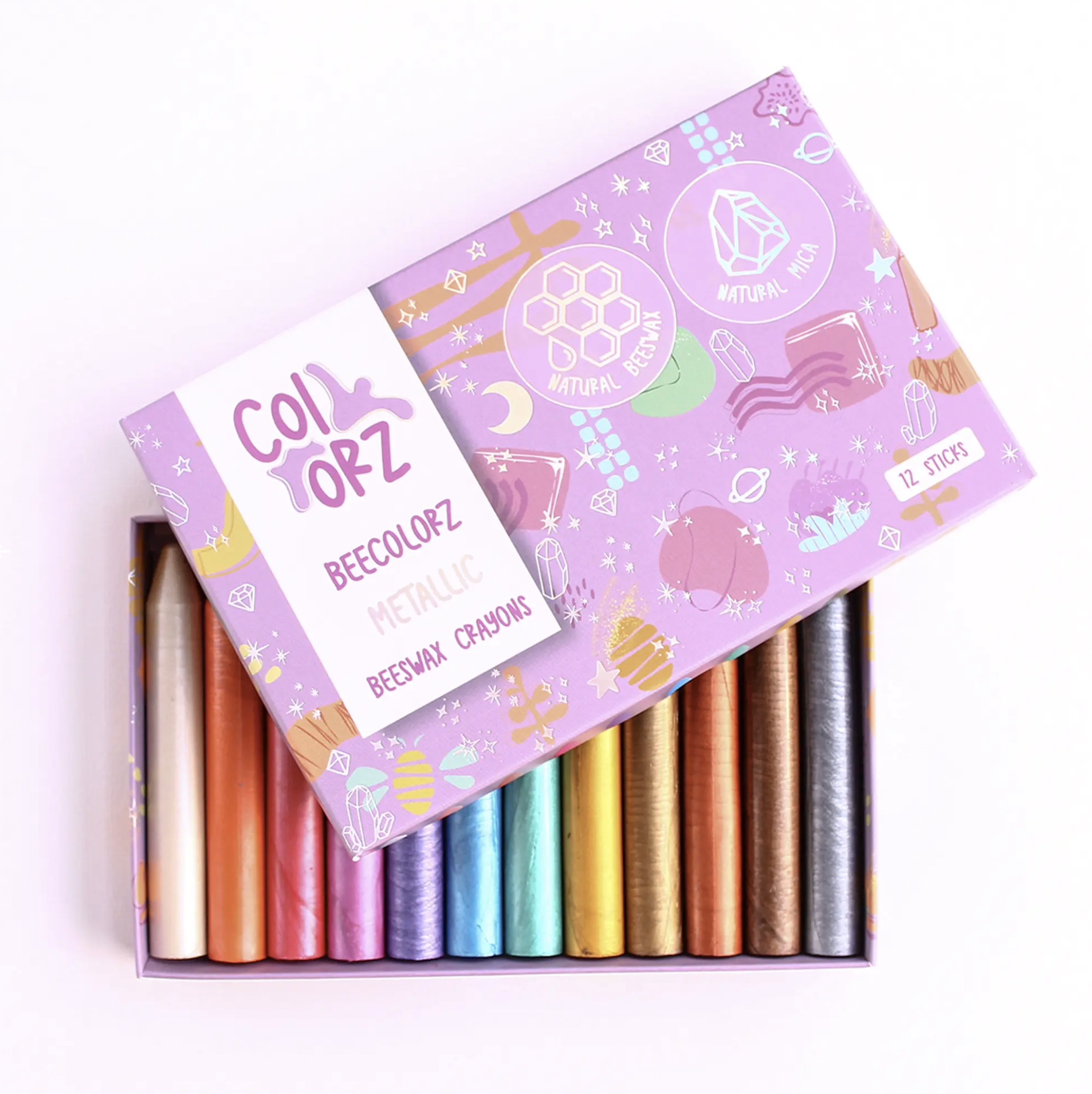 12 METALİK RENK KALEM BALMUMU PASTEL BOYA SETİ