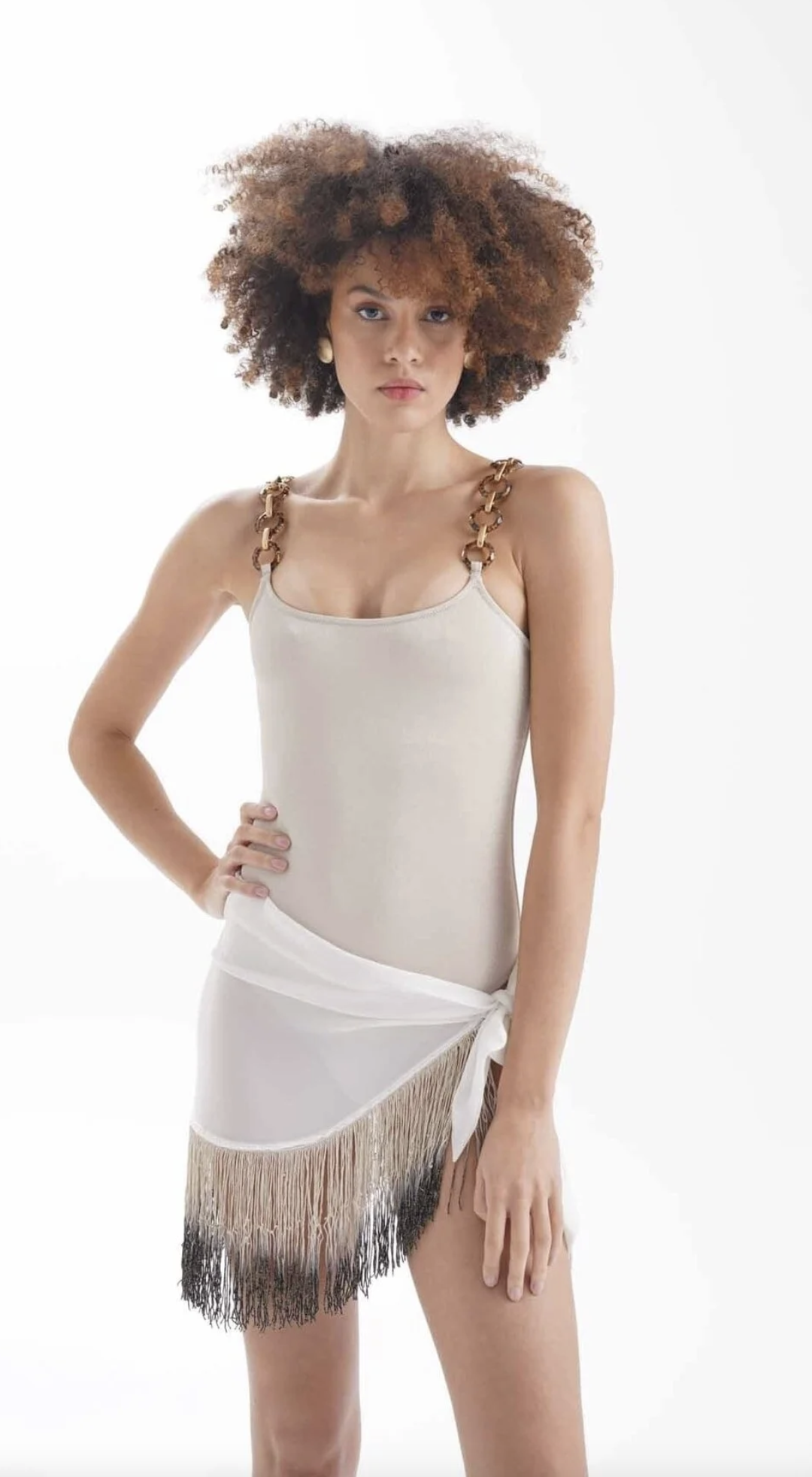  Kıasaan Model Beyaz Saçaklı Pareo