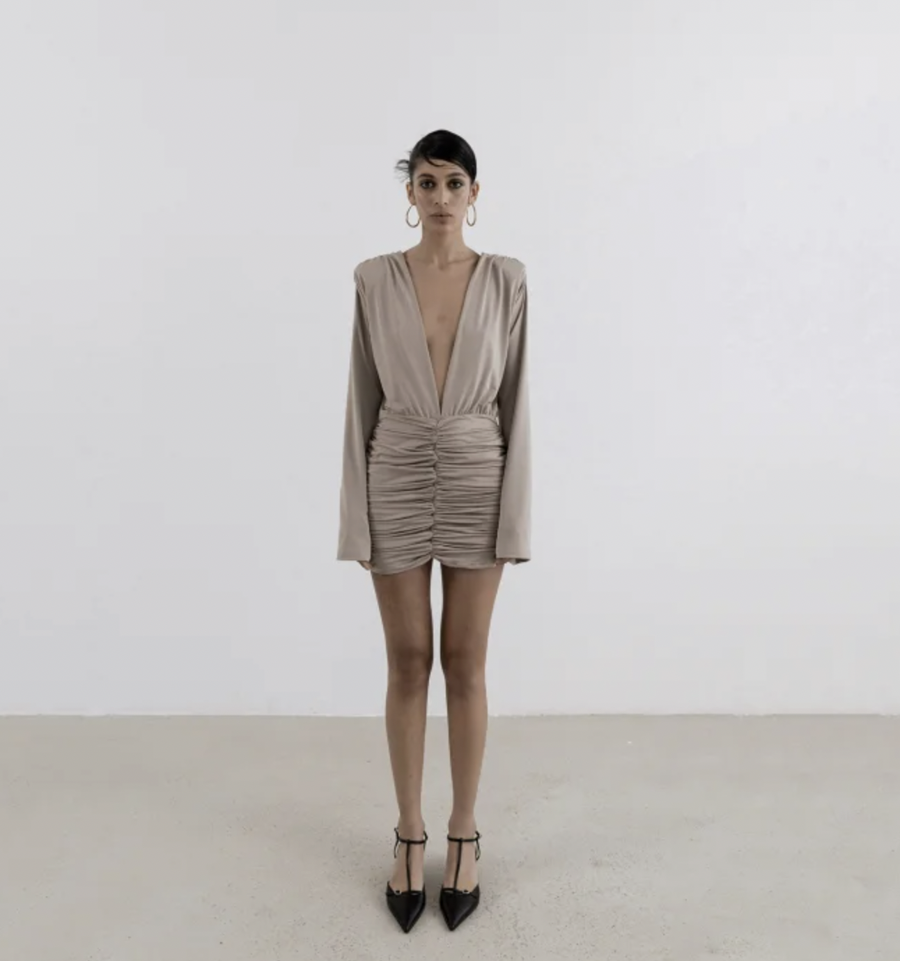 The Natte Mini Dress-BEJ