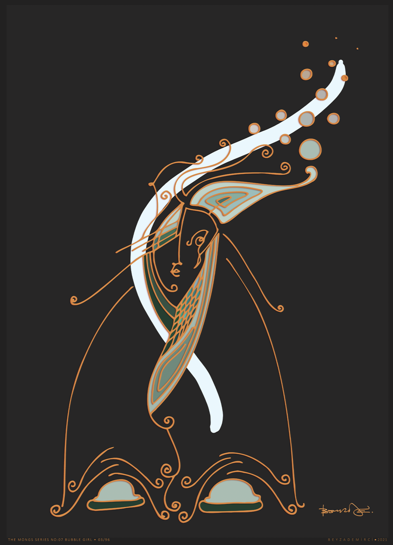  Baloncuklu Kız 70×50 cm (Çerçevesiz)