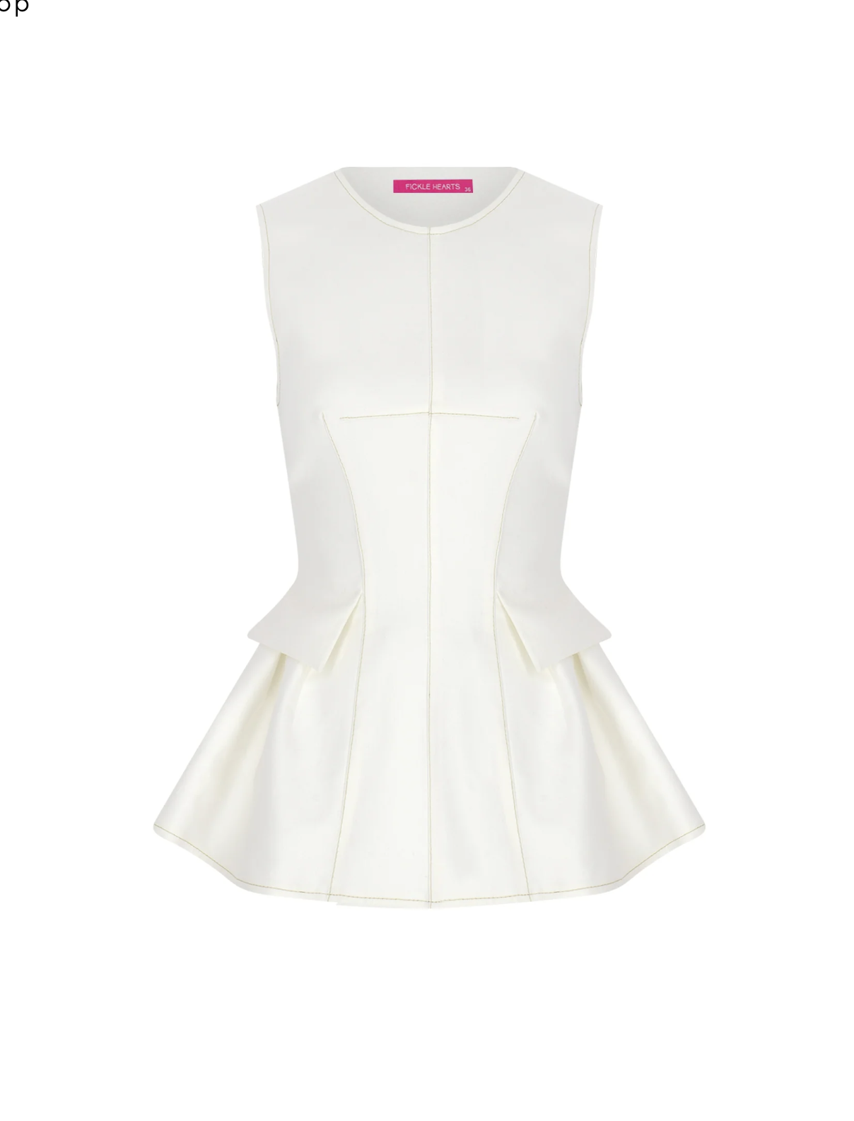 Aspen Ekru Gabardin Peplum Top