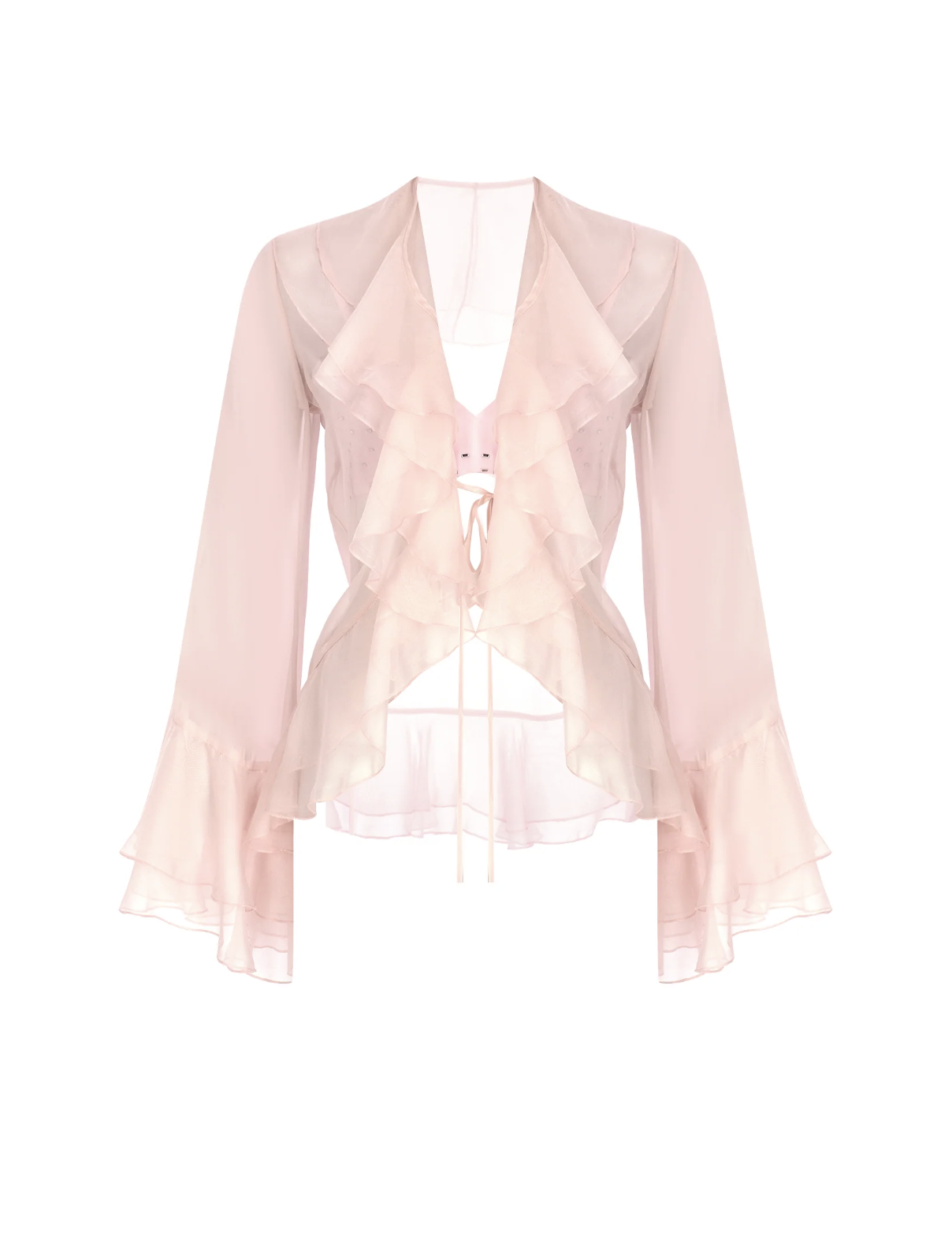 Lotus Pudra Pembe Volanlı Büstiyerli Bluz