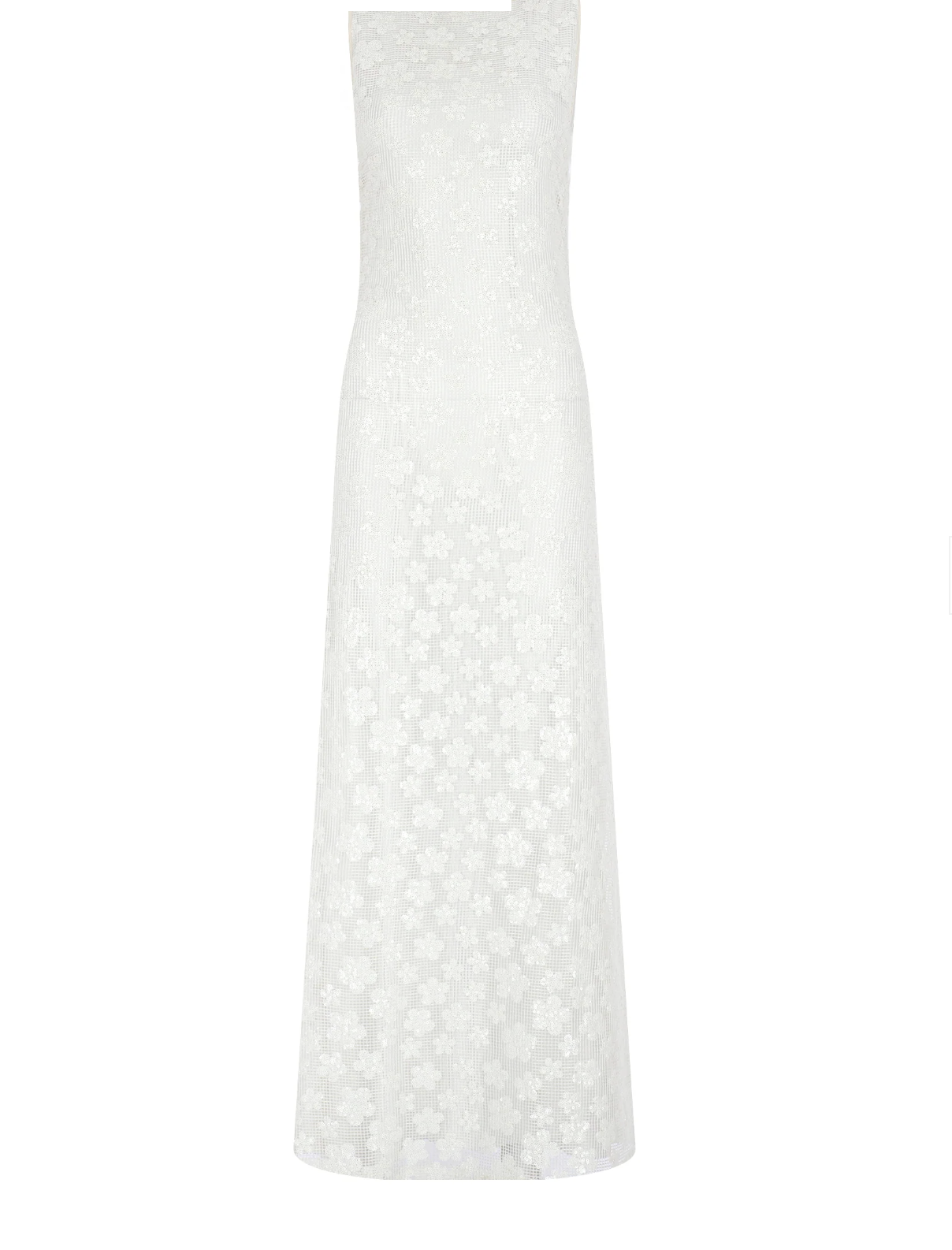 Poppy Çiçek Desenli Beyaz Maxi Elbise