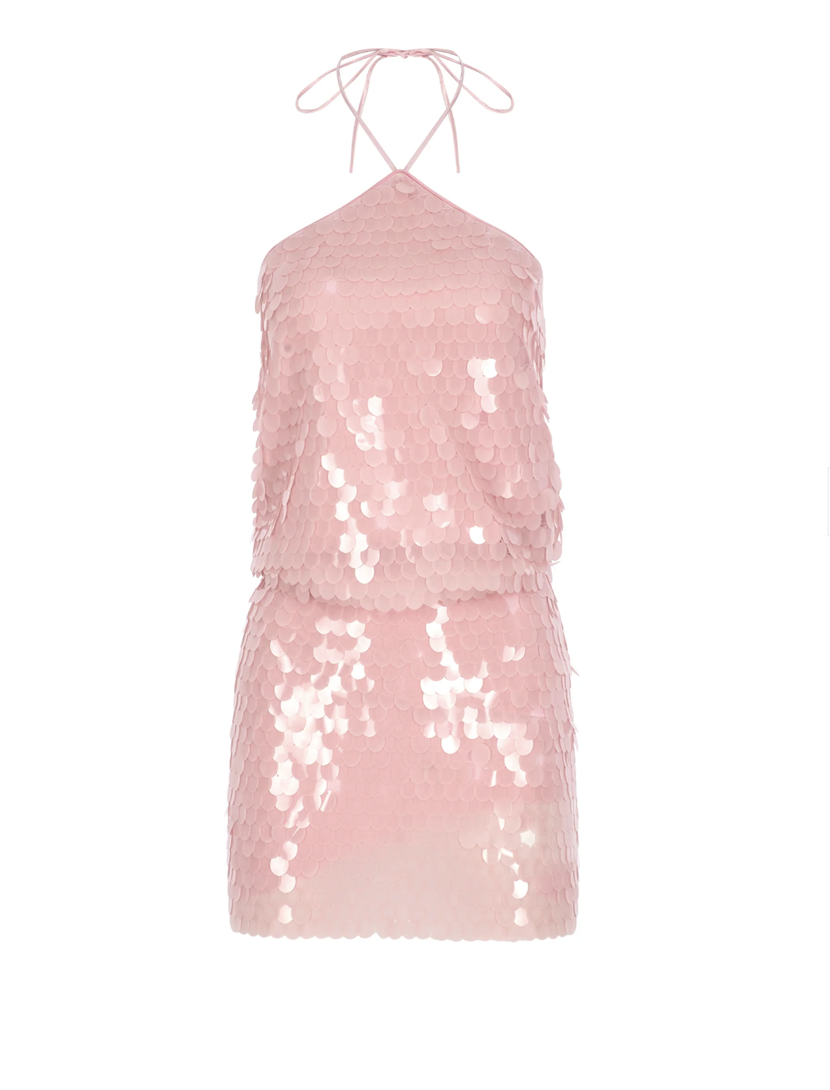 Nerida Pudra Pembe Payetli Mini Elbise