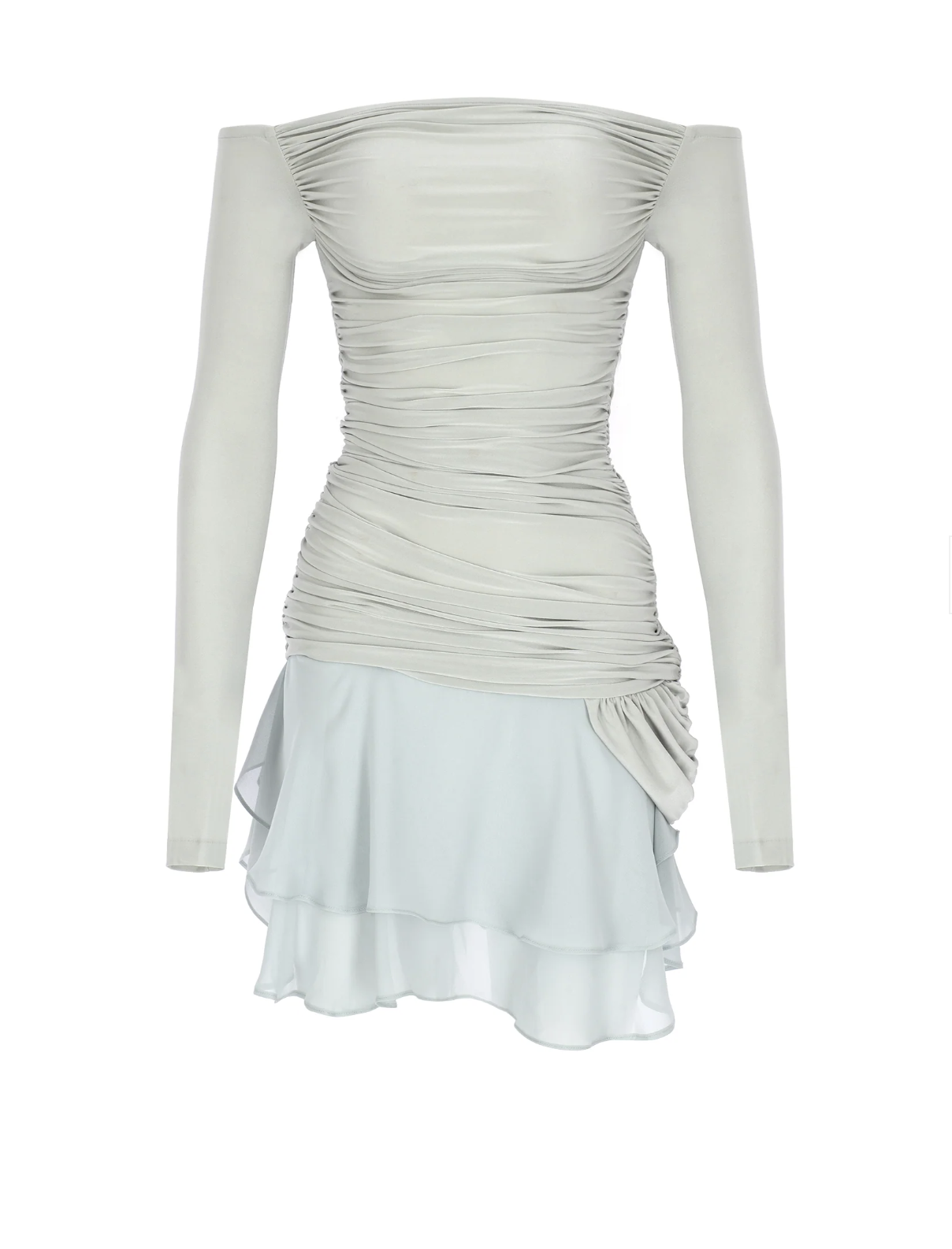 Moonbeam Drapeli Buz Mavisi Mini Elbise