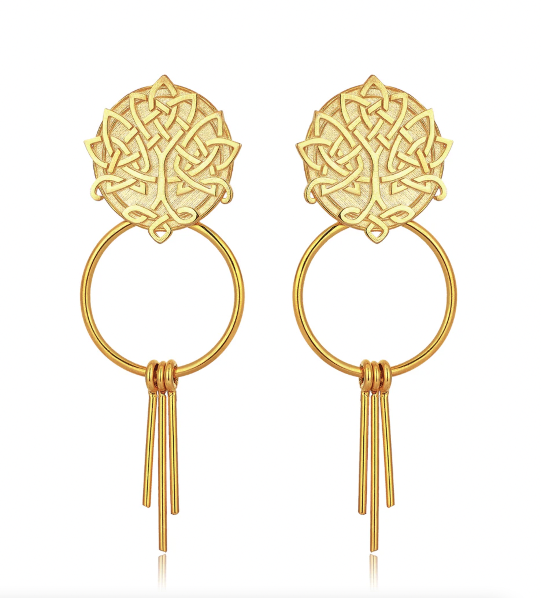 Viking Tree of Life Gold Earring